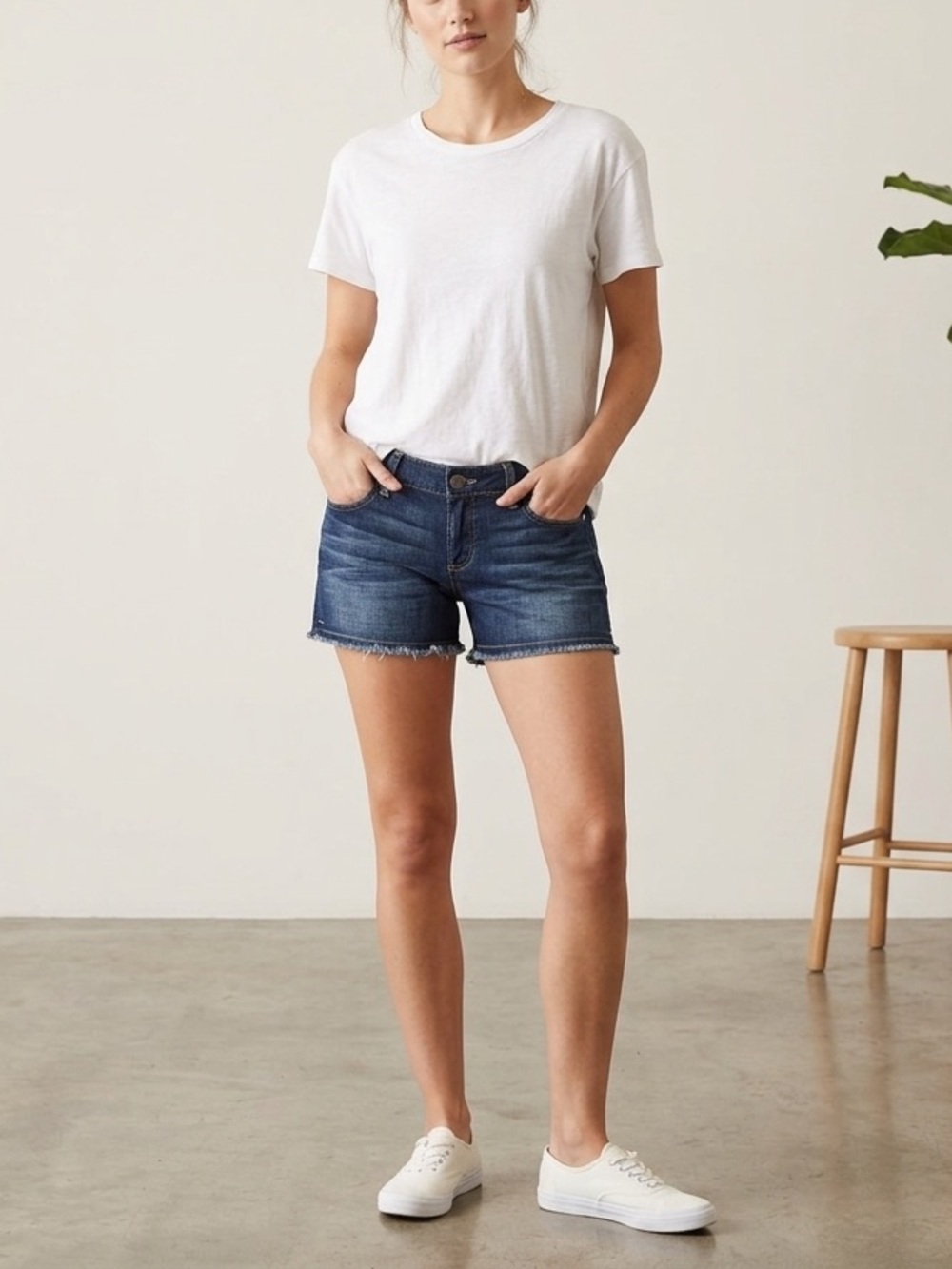 Paige Denim Cut Off Dark Wash Shorts